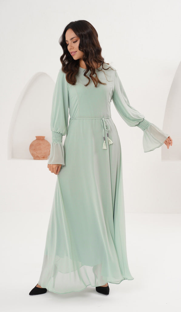 Pastel green maxi dress best sale