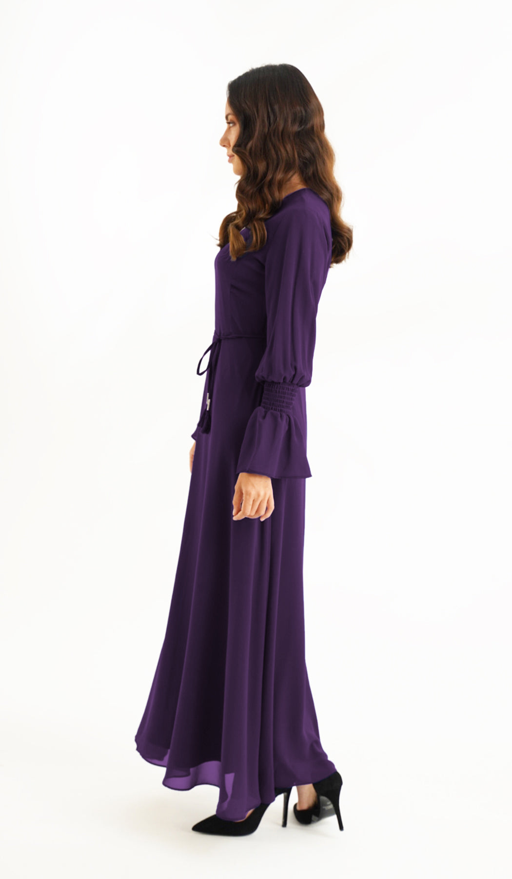 Merve Modest Long Chiffon Maxi Dress - Orchid - Final Sale