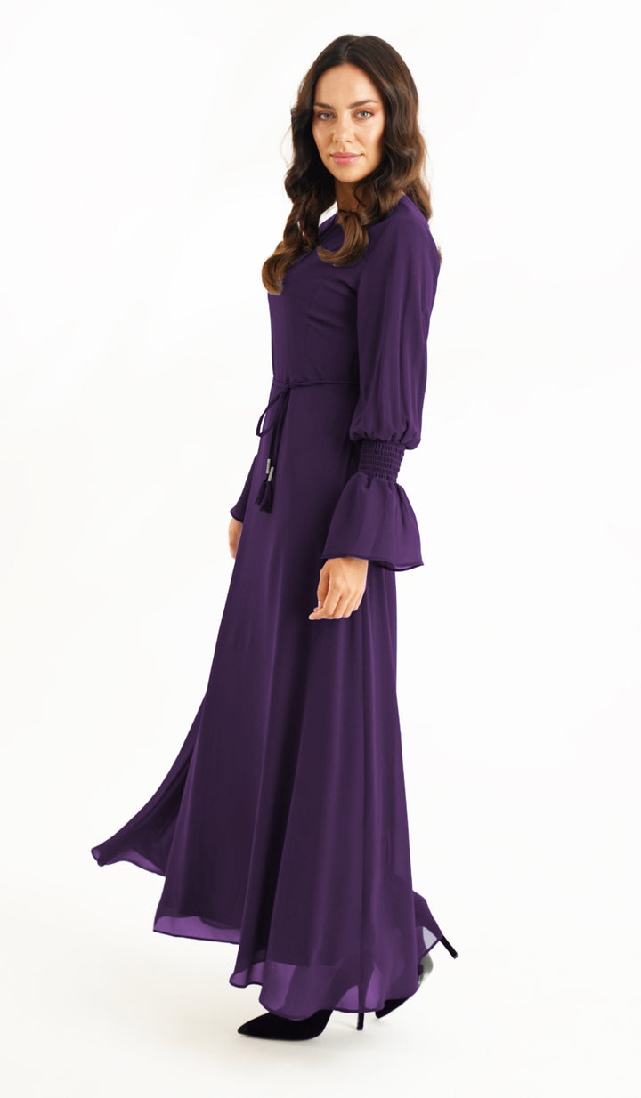 Merve Modest Long Chiffon Maxi Dress - Orchid - Final Sale