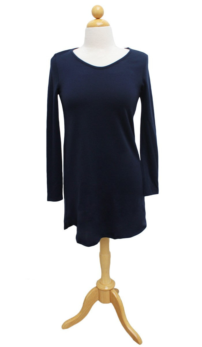 Tara Fine French Terry Tunic - Navy - ARTIZARA.COM